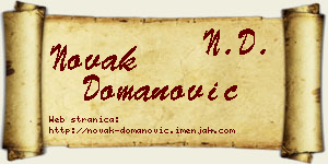 Novak Domanović vizit kartica